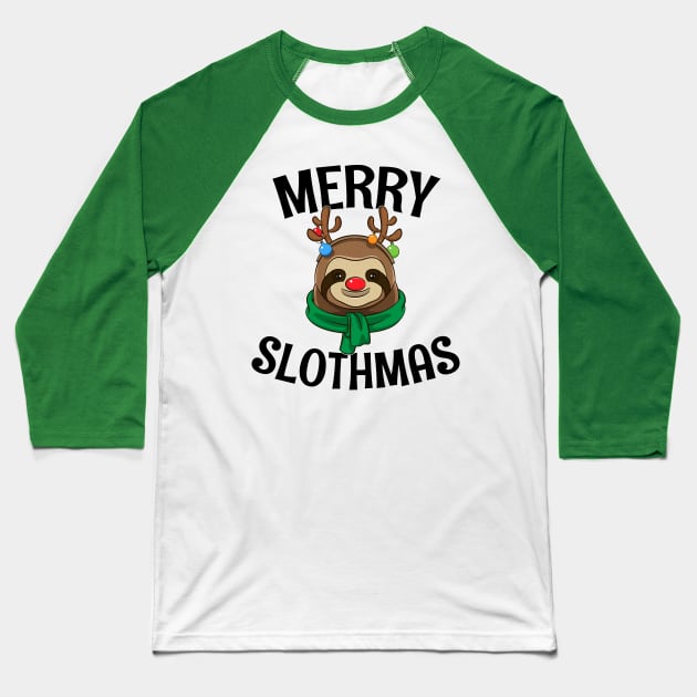 Gift For Sloth Lovers Merry Slothmas Baseball T-Shirt by teeleoshirts